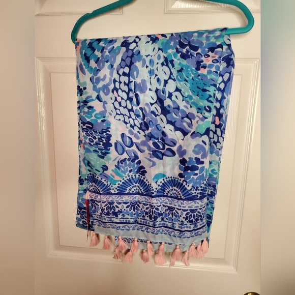 NWT Lilly Pulitzer Resort Scarf Wave After Wave Turquoise Oasis - Picture 2 of 3